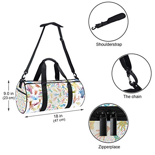 Z&Q Bolsa de Lona para Gimnasio Palma de Color Durante la Noche Weekender Equipaje de Viaje Deporte Atlético Impermeable seco Mojado Bolso para niños 45x23x23cm