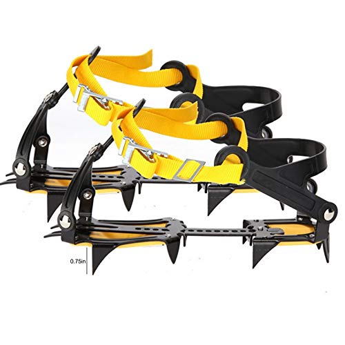 ZQO 10 Piezas de Crampones de Dientes de Acero Zapatos de Protección Antideslizantes con Correa para Escalar Montañas S-H-O-E C-O-V-E-R para Picos de Hielo Senderismo Camping MontañIsmo