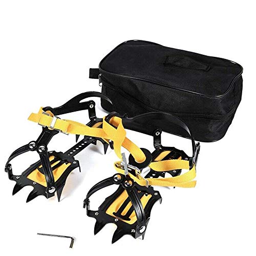 ZQO 10 Piezas de Crampones de Dientes de Acero Zapatos de Protección Antideslizantes con Correa para Escalar Montañas S-H-O-E C-O-V-E-R para Picos de Hielo Senderismo Camping MontañIsmo