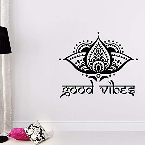 zqyjhkou Good Vibes Wall Sticker Home Decor Yoga Studio s Extraíble Lotus Flower Wall Poster Lotus Style Wall Art Mural 54.6X45.5CM