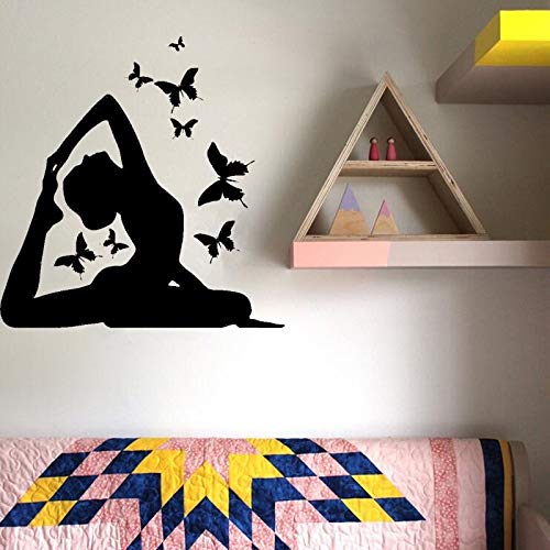 zqyjhkou Tatuajes de Arte de Pared de Postura de Yoga Decoración de Pared de Mariposa Pegatinas de Vinilo Guardería Gimnasio Deporte Centro de Yoga Adesive96.25x99.75cm