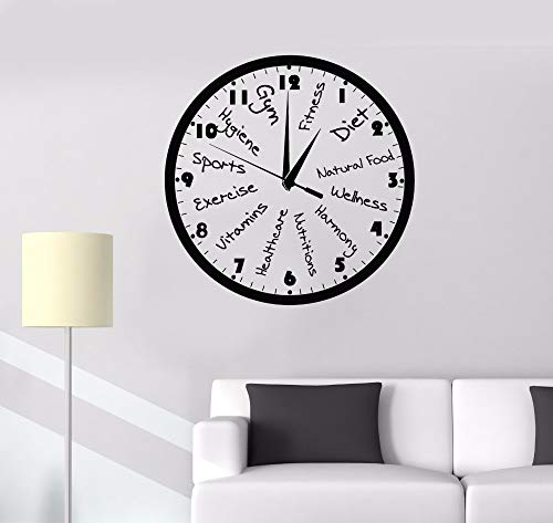 zqyjhkou Vinilo Fitness Club Reloj Etiqueta de la Pared Diseño Reloj Deportivo Viinyl Wall Art Mural Motivación Deportiva Gimnasio Decoración 42X42CM