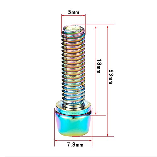 ZREAL Tornillos coloreados Plateados Titanio de los Tornillos 6pcs M5 * 18m m para el Manillar de la Bici de montaña