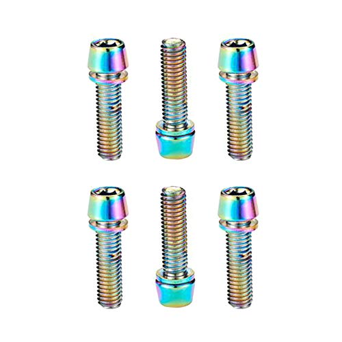 ZREAL Tornillos coloreados Plateados Titanio de los Tornillos 6pcs M5 * 18m m para el Manillar de la Bici de montaña