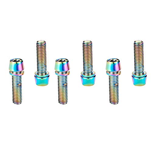 ZREAL Tornillos coloreados Plateados Titanio de los Tornillos 6pcs M5 * 18m m para el Manillar de la Bici de montaña