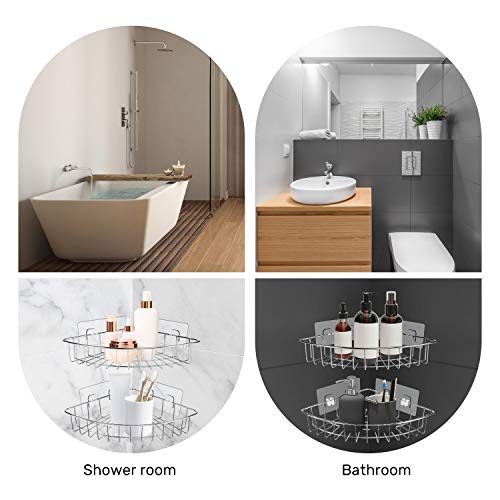 ZriEy Adhesivo EstanterĆa de Esquina para Ducha BaƱo Triangular Organizador Acero Inoxidable Sus 304 Sin Perforar - Pack de 2 ZriEy Adhesivo EstanterĆa de Esquina para Ducha BaƱo Triangular Organizador Acero Inoxidable Sus 304 Sin Perforar - Pack de 2