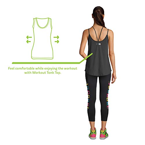 Zumba Active Easy Fit - Camiseta de tirantes para mujer, diseño gráfico, con tiras y tiras para entrenamiento, color negro Zumba Active Easy Fit - Camiseta de tirantes para mujer, diseño gráfico, con tiras y tiras para entrenamiento, color negro