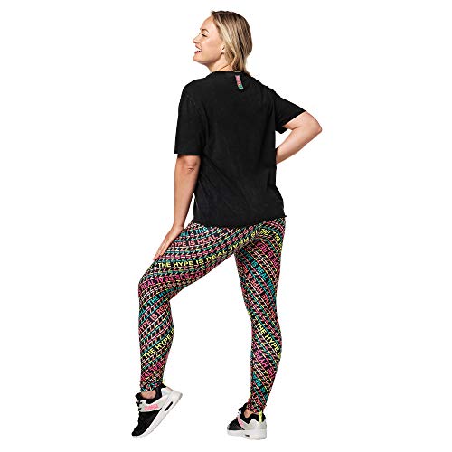Zumba Activewear Camisetas Gráficas de Baile Top Deportivo Mujer Fitness de Entrenamiento, Black to Basic, L