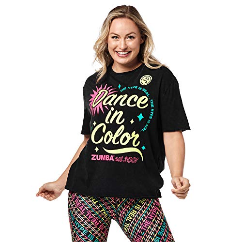 Zumba Activewear Camisetas Gráficas de Baile Top Deportivo Mujer Fitness de Entrenamiento, Black to Basic, L Zumba Activewear Camisetas Gráficas de Baile Top Deportivo Mujer Fitness de Entrenamiento, Black to Basic, L