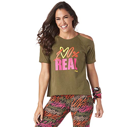 Zumba Camiseta de diseño de impresión de Moda para Mujer Mediano Ejercito Verde