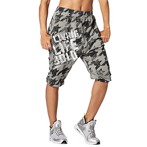 Zumba Capri Pantalon Harem de Entrenamiento Fitness Mallas de Deporte de Mujer, Thunderin' Gray 2, M