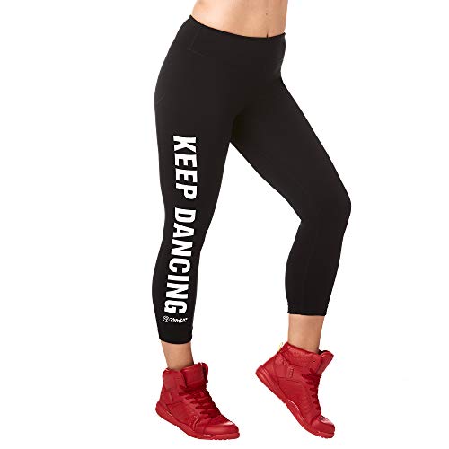 Zumba Dance Capri Leggings Estampados Fitness Entrenamiento Mallas de Deporte de Mujer, BB Black, S