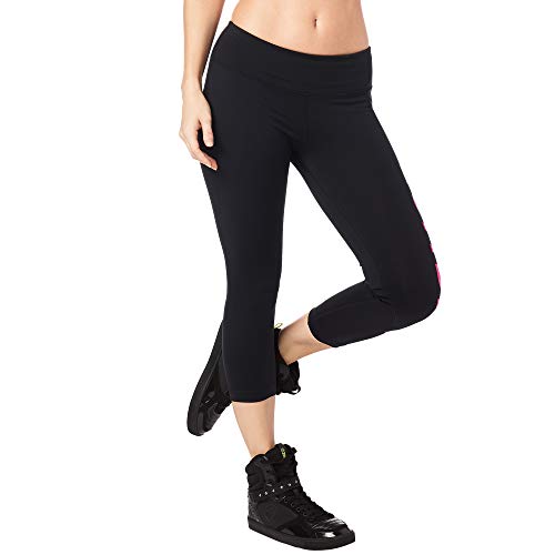 Zumba Dance Capri Leggings Estampados Fitness Entrenamiento Mallas de Deporte de Mujer, Bold Black 7, M