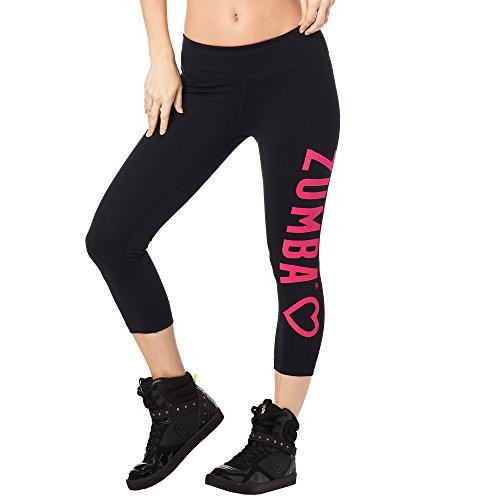 Zumba Dance Capri Leggings Estampados Fitness Entrenamiento Mallas de Deporte de Mujer, Bold Black 7, M