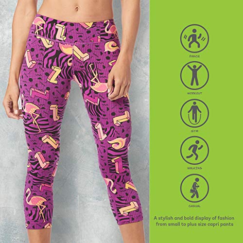 Zumba Dance Capri Leggings Estampados Fitness Entrenamiento Mallas de Deporte de Mujer, Power Purple, XS