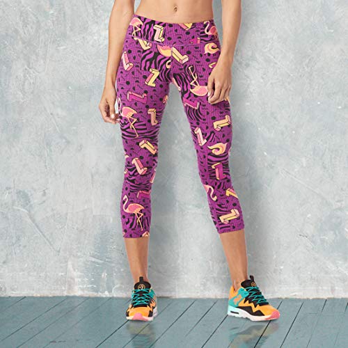 Zumba Dance Capri Leggings Estampados Fitness Entrenamiento Mallas de Deporte de Mujer, Power Purple, XS