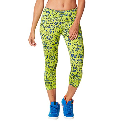 Zumba Dance Capri Leggings Estampados Fitness Entrenamiento Mallas de Deporte de Mujer, Zumba Green, XS