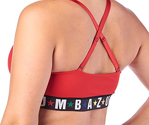 Zumba Dance Fitness Workout V Neck Jacquard Sujetador Deportivo Mujer Alto Impacto, Really Red-y, M