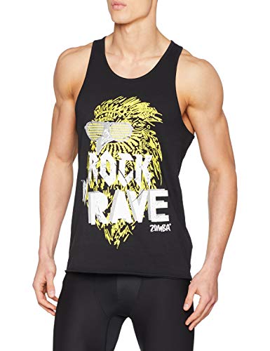 Zumba Fitness Hombre Rock N Rave Reservorio Hombres Tops, Todo el año, Hombre, Color Bold Black, tamaño Extra-Small