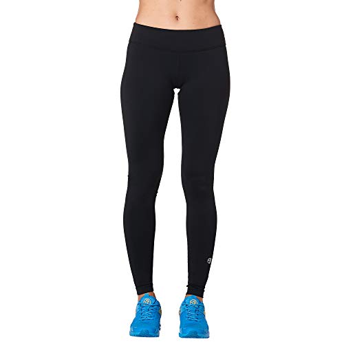 Zumba Fitness Leggings de Compresión Básicos Mallas de Deporte de Mujer de Entrenamiento, Black Plain, S
