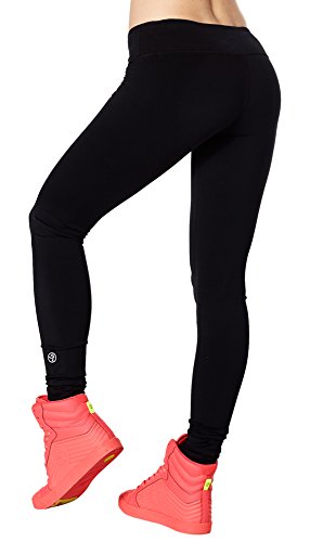 Zumba Fitness Leggings de Compresión Básicos Mallas de Deporte de Mujer de Entrenamiento, Black Plain, XS