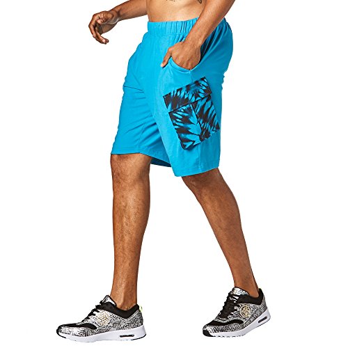 Zumba Fitness® Pantalones Cortos de Entrenamiento para Hombre con Parte Inferior de Dancing Warrior, Hombre, 888562133219, Sea of Blue, Extra-Small