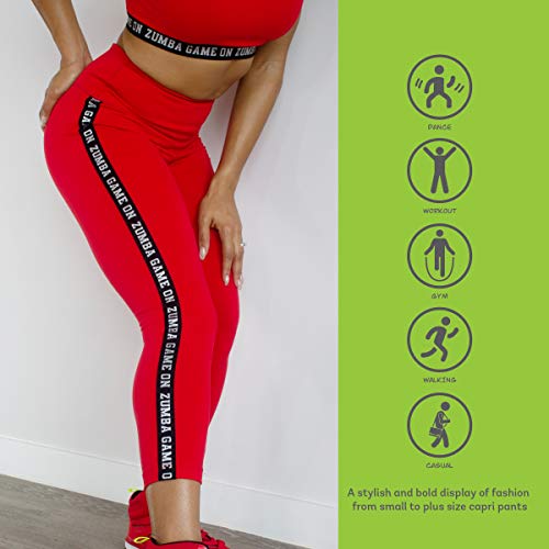 Zumba Fitness® Zumba Dance Compression de Fitness Pantalon Femmes Faire Des Exercices Sport Elastiques Imprimé Capri Legging Leggings, Really Red-y, XS para Mujer