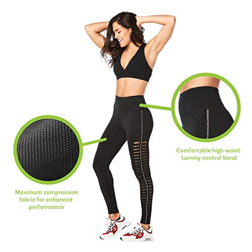 Zumba Leggings de Fitness Cintura Alta Entrenamiento Baile Compresión Pantalones Mujer, Basic Bold Black, M