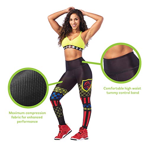 Zumba Leggings de Fitness Cintura Alta Entrenamiento Baile Compresión Pantalones Mujer, Bold Black 3, L