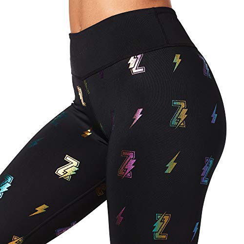 Zumba Pantalones de Fitness para Mujer con Estampado Capri Leggings, Negro Atrevido, 11, pequeño