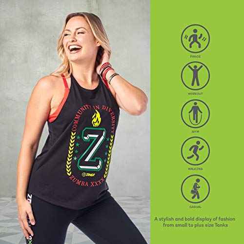 Zumba Workout High Neck Tank Activewear Graphic Dance Fitness Top For Women Camisa, Negrita Negro 1, XL para Mujer