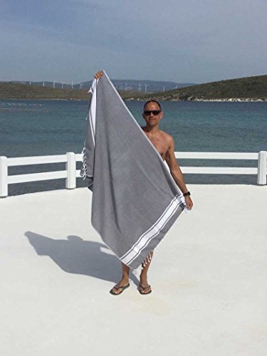 ZusenZomer Toalla Hammam XXL Sol 100x200 Gris - Fouta Playa Toalla Playa Turca Grande & Ligera - 100% Algodón - Foutas Playa Diseño Exclusivo