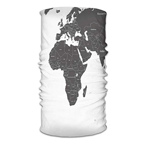 ZVEZVI Mapa del mundo Nombres de países Educación Multifunción Unisex Microfibra Cara cómoda Ma-sk Calentador de cuello lavable Polaina para el cuello Bufanda para la cabeza