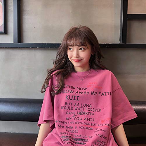 ZWH AliExpress 2019 Mujeres de la Camiseta de Manga Corta Mujeres de Gran tamaño Hermana de Grasa afluencia de Estudiantes Suelta Cartas Comercio Exterior de Las Mujeres Impresas