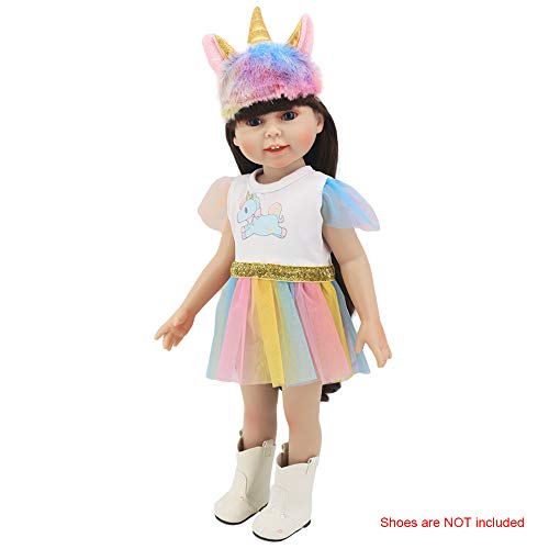 ZWOOS Ropa para Muñecas bebé, Vestido de Unicornio con Diadema para 18" Muñecas (40-45 cm)