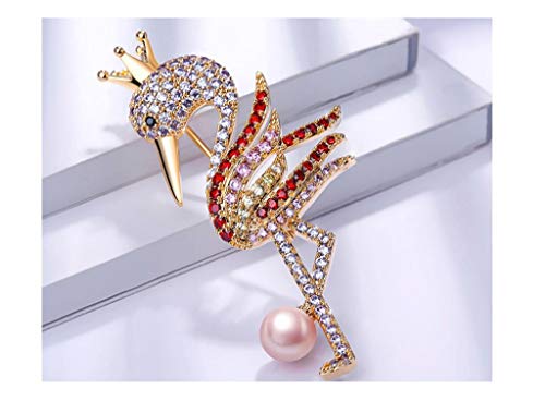 ZWSHOP Flamingo Personality Brooch 3A Zircon Elegante joyería linda de la ropa del Pin, for el regalo decorativo de las muchachas regalo 5.3 × 2.3cm