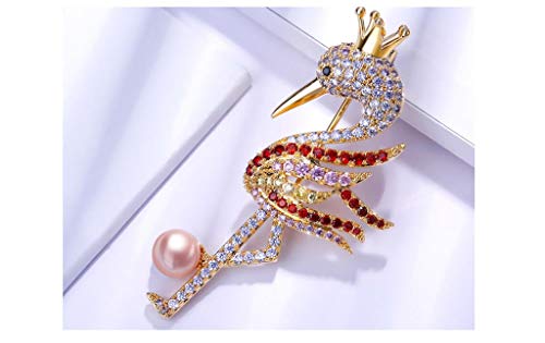 ZWSHOP Flamingo Personality Brooch 3A Zircon Elegante joyería linda de la ropa del Pin, for el regalo decorativo de las muchachas regalo 5.3 × 2.3cm