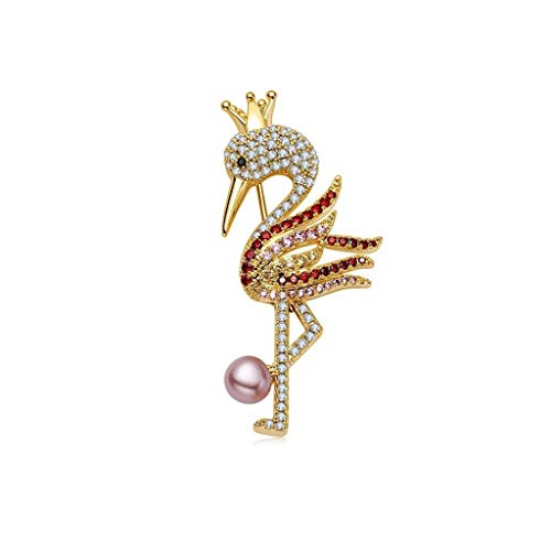 ZWSHOP Flamingo Personality Brooch 3A Zircon Elegante joyería linda de la ropa del Pin, for el regalo decorativo de las muchachas regalo 5.3 × 2.3cm