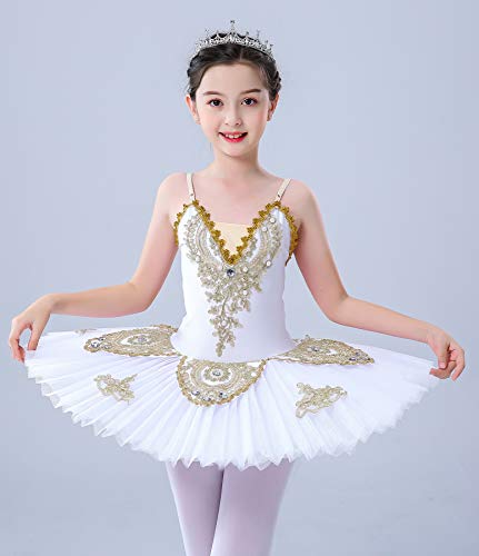 Z&X Vestido profesional de ballet para niña con falda de lago de cisnes, vestido de princesa