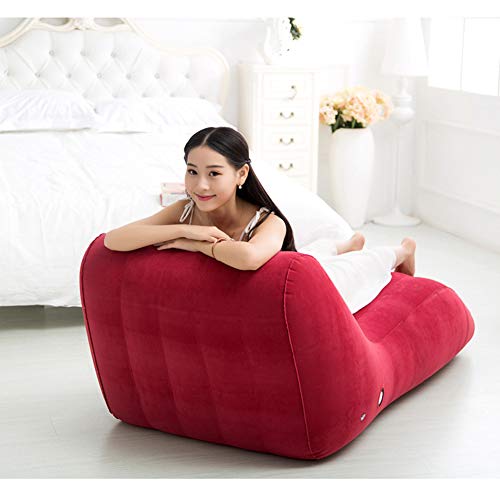 ZXCY Ocio inflable cama de salón flocado sofá perezoso con bomba de pie para acampar, apartamento, uso en el hogar, ver TV, sofá individual Fo Rcamping playa, senderismo, rojo