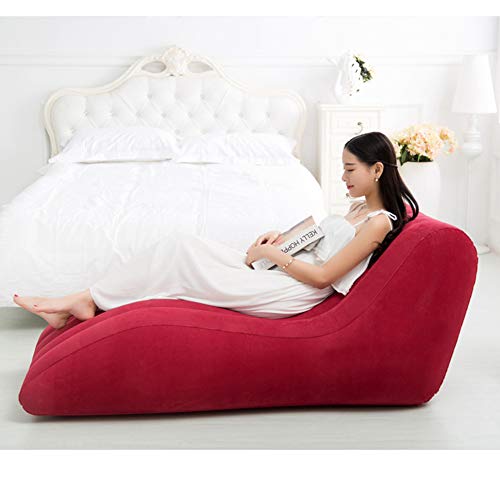 ZXCY Ocio inflable cama de salón flocado sofá perezoso con bomba de pie para acampar, apartamento, uso en el hogar, ver TV, sofá individual Fo Rcamping playa, senderismo, rojo