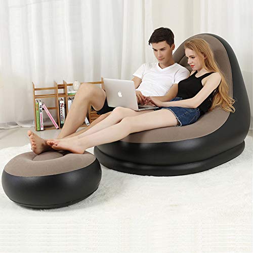 ZXCY Ocio Pequeño Inflable Salón Flocado Sofá Perezoso con El Pie Heces Y Bomba De Pie para Camping Apartamento Uso En El Hogar Ver TV Sofá ZXCY Ocio Pequeño Inflable Salón Flocado Sofá Perezoso con El Pie Heces Y Bomba De Pie para Camping Apartamento Uso En El Hogar Ver TV Sofá