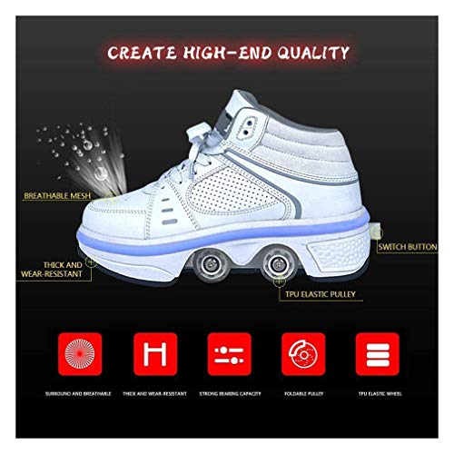 ZXSZX Unisex Niños Moda Patines Ruedas Multifunción 2 En 1 Patines Ruedas Retráctiles Automáticos Niños Niñas Zapatos Entrenamiento Zapatillas Deportivas Al Aire Libre,EU36/UK3