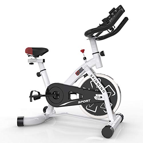 ZYCWBW Bicicleta Estática de Spinning Profesional Ajustable Resistencia Bicicleta Fitness de Gimnasio Ejercicio con Volante de Inercia, Sillín Ajustable, Máx.150kg