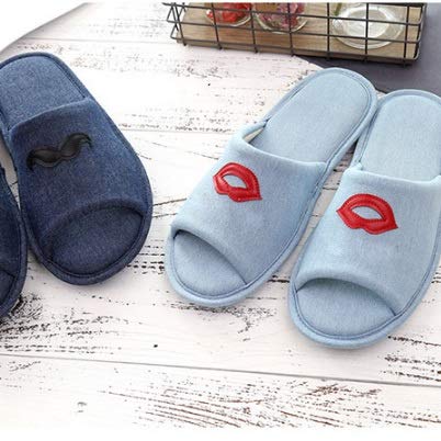 ZYING Zore Primavera otoño hogar Mujeres algodón Dibujos Animados Animal Damas Zapatos Planos Dormitorio Antideslizante Parejas Diapositivas Hembra (Color : Light Blue 38-39)