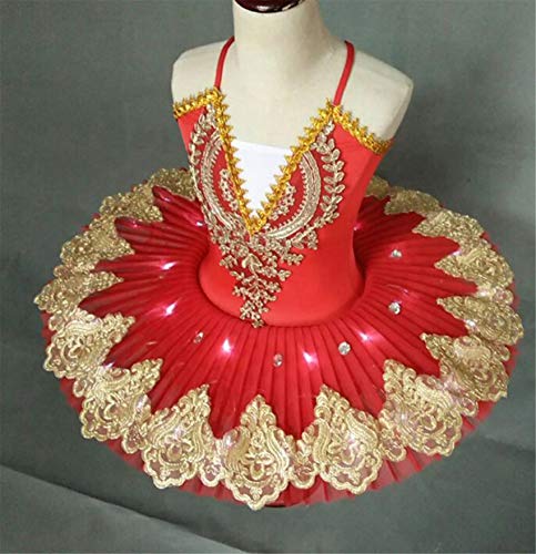 ZYLL Chicas Bailarina Ballet Tutu para niños niños niños niñas Adultos panqueques Tutu Tutu Trajes de Baile Vestido de Ballet,Rojo,150CM