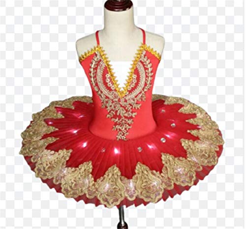 ZYLL Chicas Bailarina Ballet Tutu para niños niños niños niñas Adultos panqueques Tutu Tutu Trajes de Baile Vestido de Ballet,Rojo,150CM