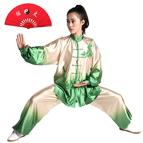 ZYQDRZ Ropa De Ejercicio Matutino Jinji, Ropa De Tai Chi, Ropa De Artes Marciales De Tai Chi con Bordado De PerforacióN En Caliente, Ropa De Ejercicio, Ropa De ActuacióN De Seda Y SatéN,B,M