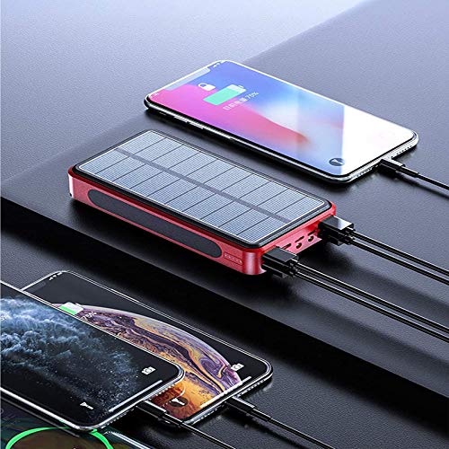 zyr Banco De Energía Solar 100000 Mah, Cargador Portátil, Paquete Batería Externa, Linterna, A Prueba Salpicaduras, Polvo, Golpes, Carga Panel Solar, Entrada 5 V / 2,1A,Negro,100000mAh