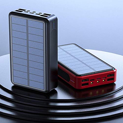 zyr Banco De Energía Solar 100000 Mah, Cargador Portátil, Paquete Batería Externa, Linterna, A Prueba Salpicaduras, Polvo, Golpes, Carga Panel Solar, Entrada 5 V / 2,1A,Negro,100000mAh